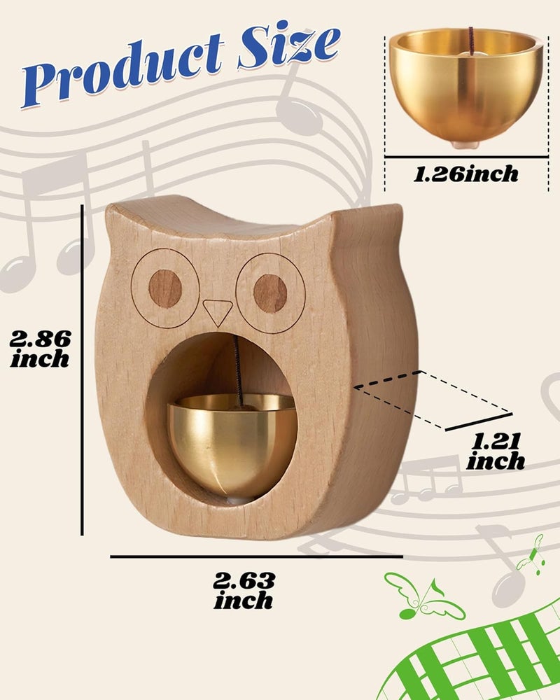 BovcTrraann Magnetic Shopkeepers Bell - Handcrafted Wooden Door Chime for Home, Garden, Porch, or Backyard, Rustic Housewarming Gift for Room or Outdoor Decor (Owl-Shaped) - Image 2